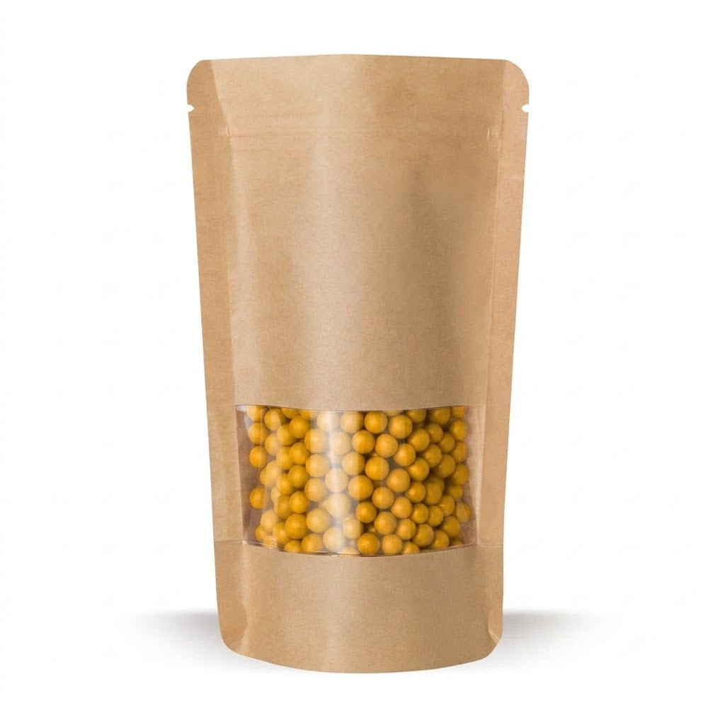 Standbodenbeutel Kraftpapier mit Sichtfenster