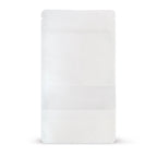 Standbodenbeutel Kraftpapier mit Sichtfenster Weiß